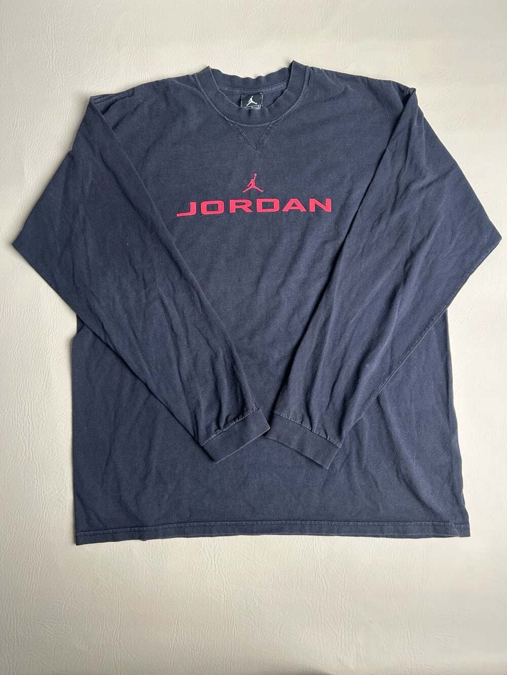 Vintage Jordan Long Sleeve T-Shirt Black Red Jumpman Spellout Large